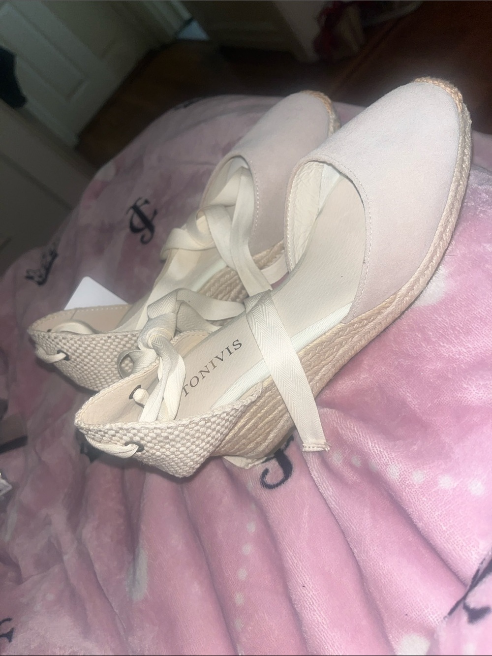 Naot Cream Ankle-Tie Espadrille Wedges